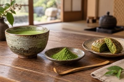 Editorial illustration: Culinary vs ceremonial matcha: choose for the finished drink or dish