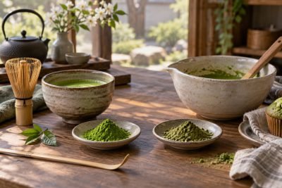 Editorial illustration: Daily vs Culinary Matcha: compare the use, not just the label
