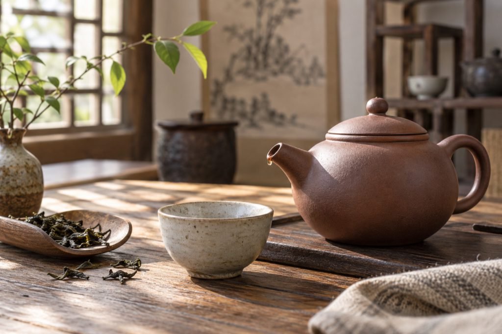 Editorial illustration: Why a gongfu teapot pours slowly or drips