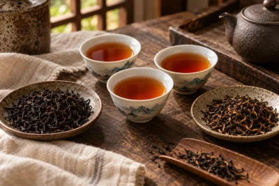 AI-generated tea and teaware scene for Best Chinese black teas to drink without milk: choose your finish — editorial illustration