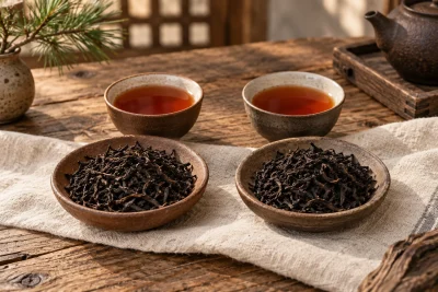 AI-generated tea and teaware scene for Smoky vs Wild Lapsang Souchong: choose the flavor, not just the name — editorial illustration